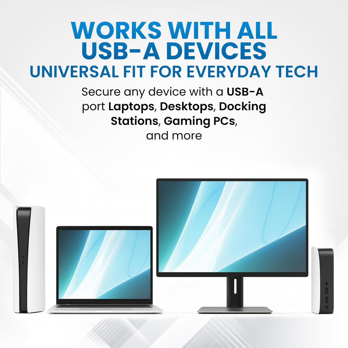 Designed for laptops, desktops, docks, and shared devices at work.