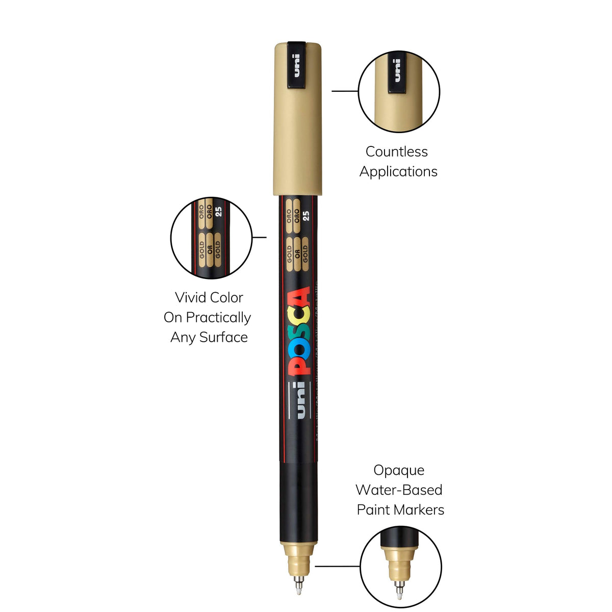 Posca 1MR nib closeup for precise fine-line control.