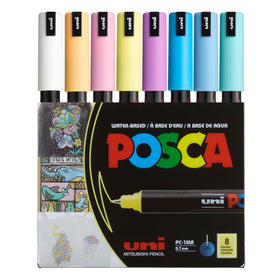 Posca 1MR soft tones color swatches for easy selection across surfaces.