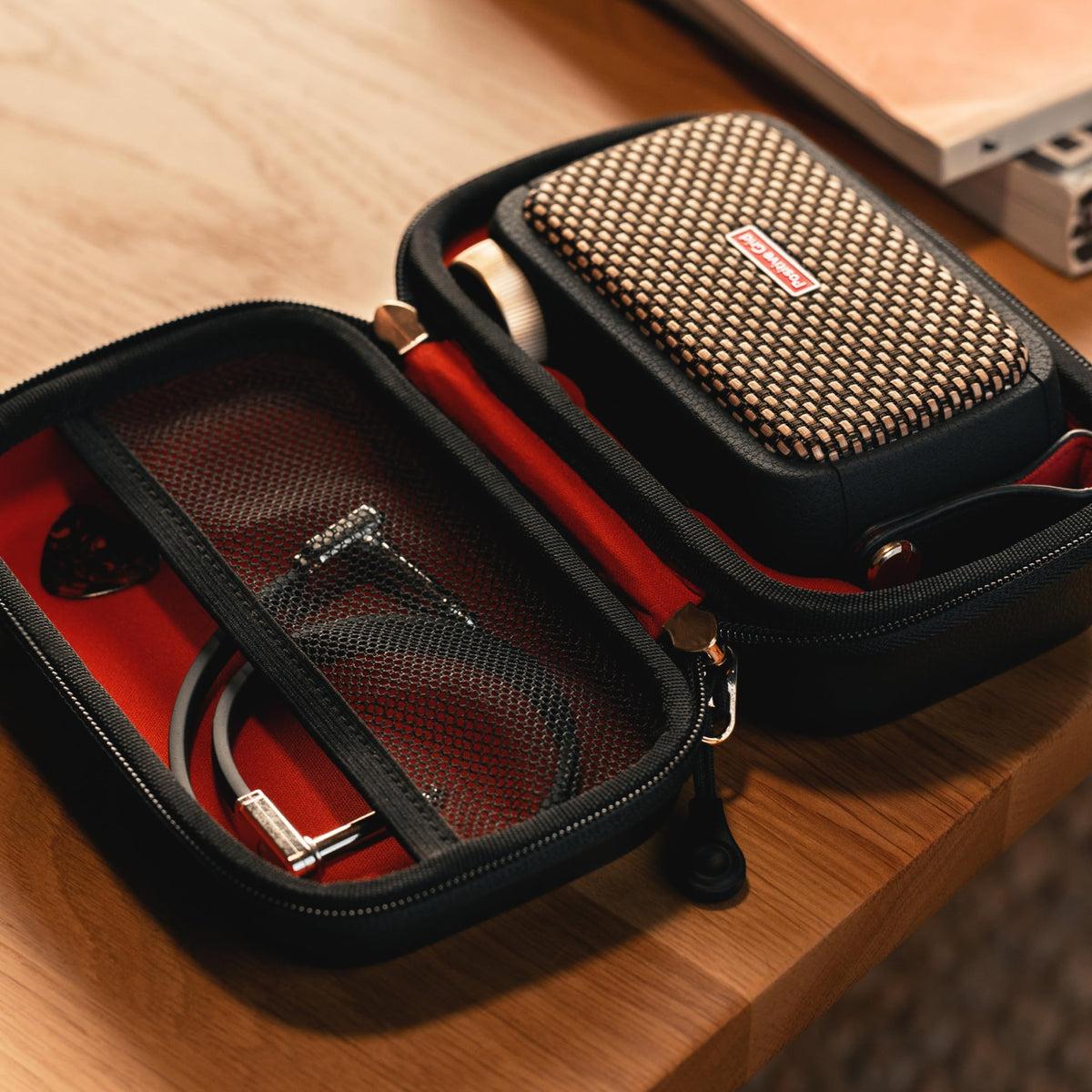 Positive Grid Spark GO carry case includes internal compartment for accessories.