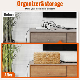 Posprica large cable box on wood floor hides cords and prevents trips