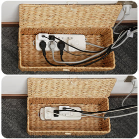 Posprica medium cable box on desk keeps chargers and cords organized