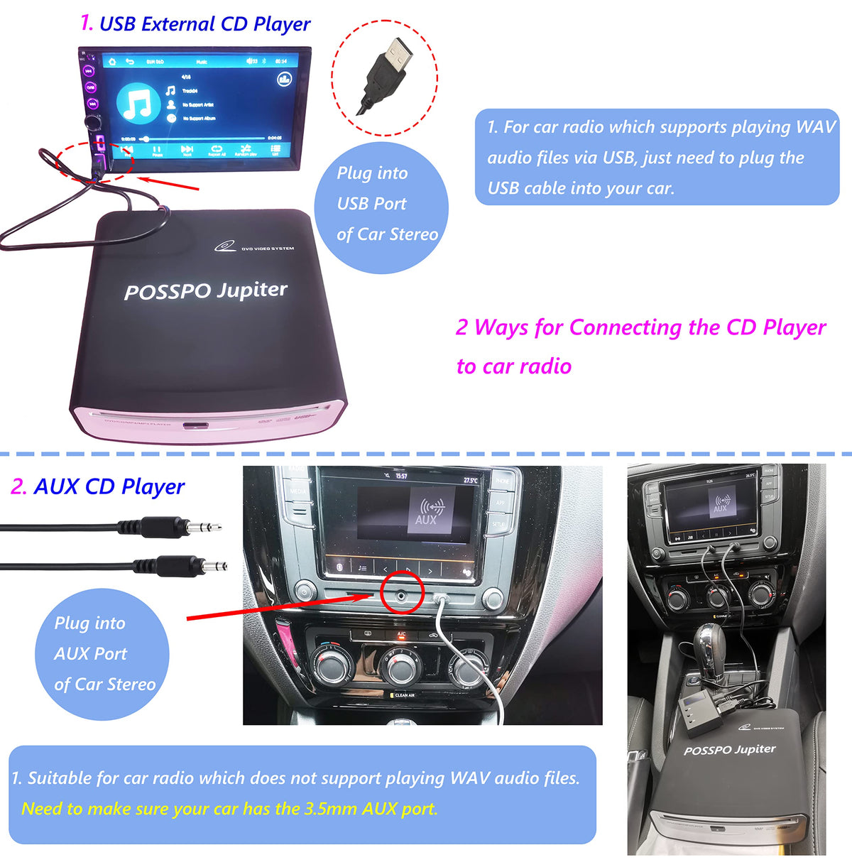 POSSPO Jupiter USB extension cable allows flexible placement in your car.