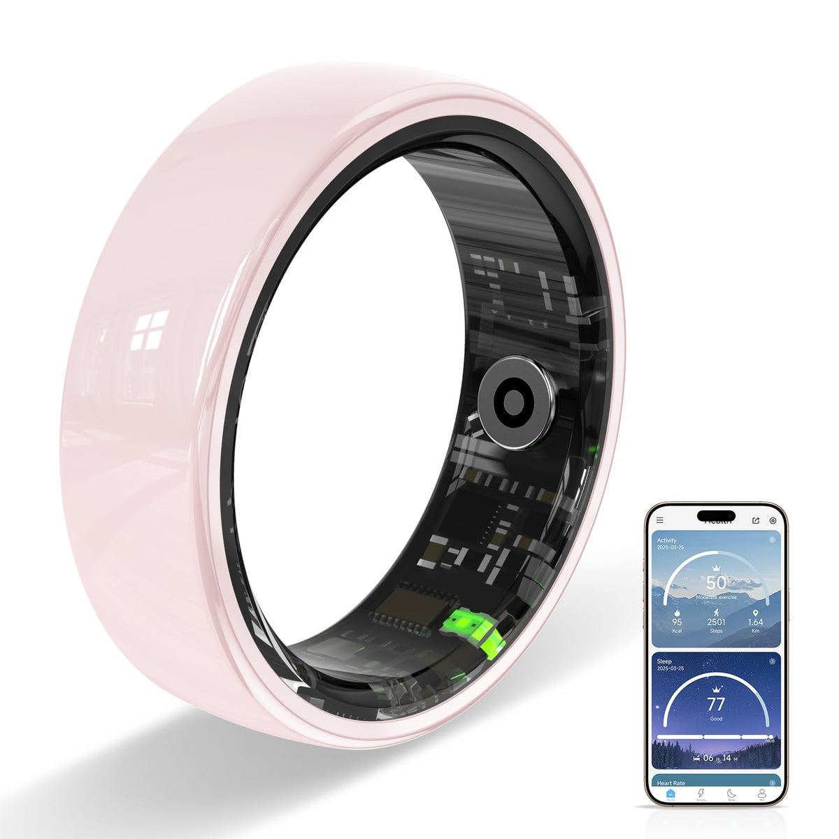 Potewek ceramic ring pink side view for daily comfort and subtle style.