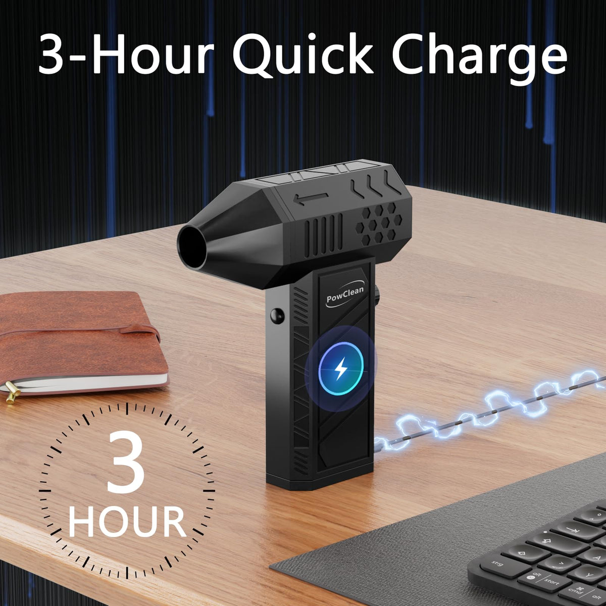 PowClean adjustable speed sliding mode shows customizable airflow