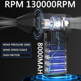 PowClean electric air duster side view highlighting portable design for on the go cleaning