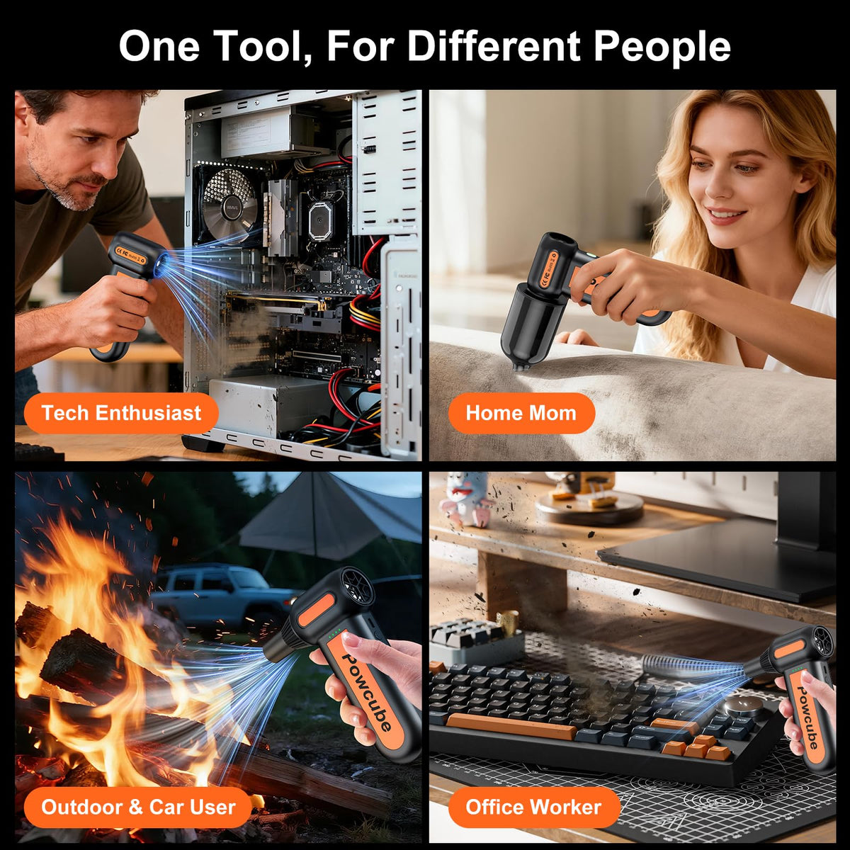PowCube nozzle set and attachments displayed for versatile cleaning tasks