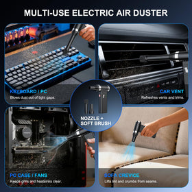 PowCube with brushes and nozzles laid out for versatile targeted cleaning
