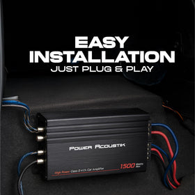 Power Acoustik MICRO4-1500D in-dash install ready for space-limited builds