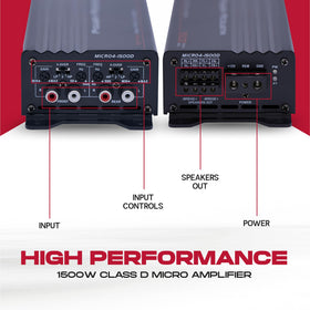 Power Acoustik MICRO4-1500D side profile reveals ultra-compact chassis for tight spaces