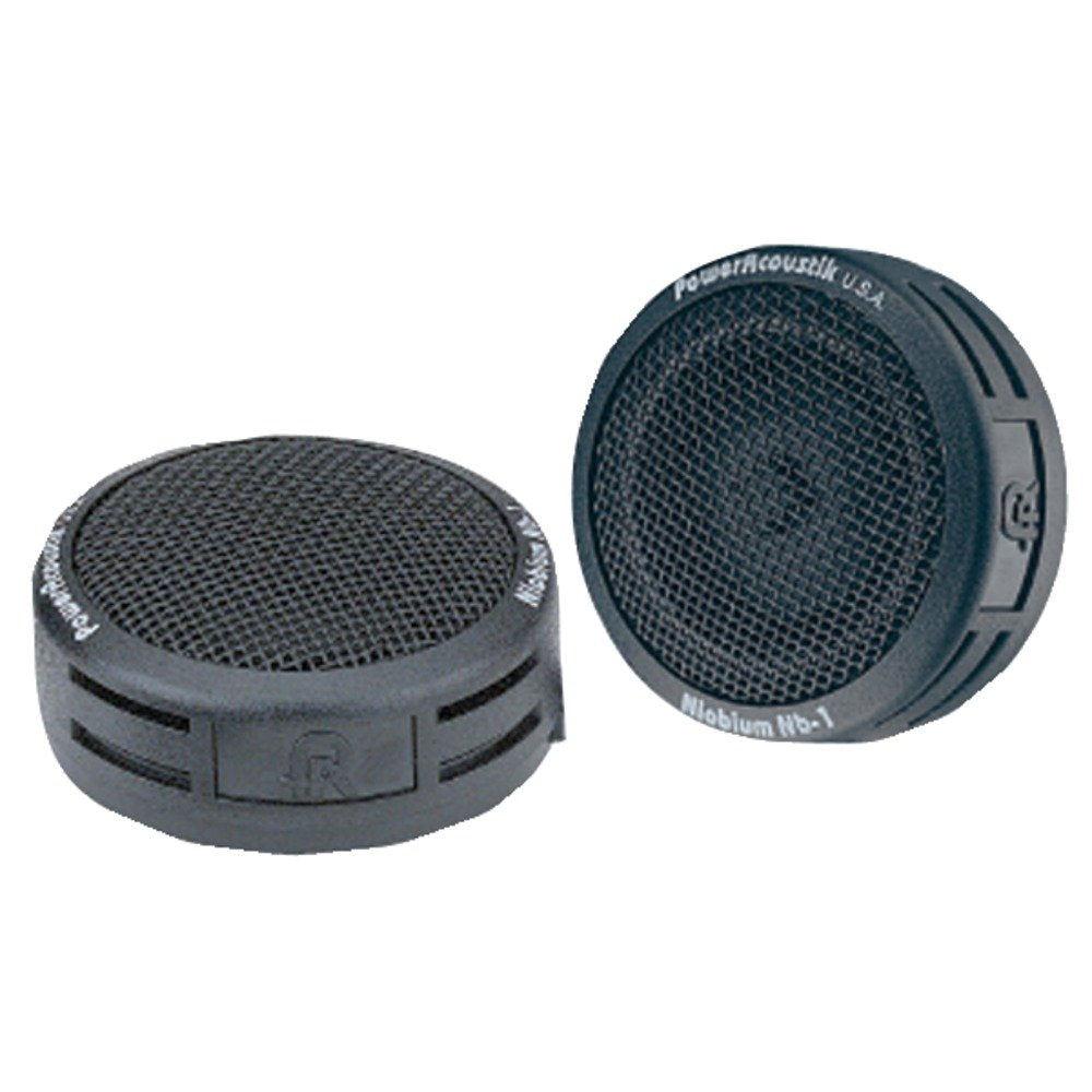 Power Acoustik NB-1 front view showing grille and mount, clear high-frequency detail