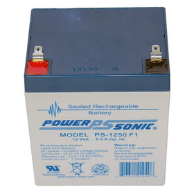 Power Sonic PS-1250F1 battery terminal closeup, showing F1 connection for reliable power.