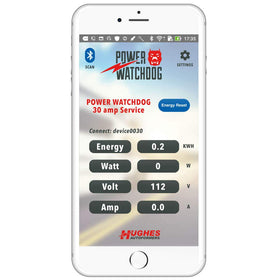 Power Watchdog Bluetooth monitoring app screen showing real-time data.