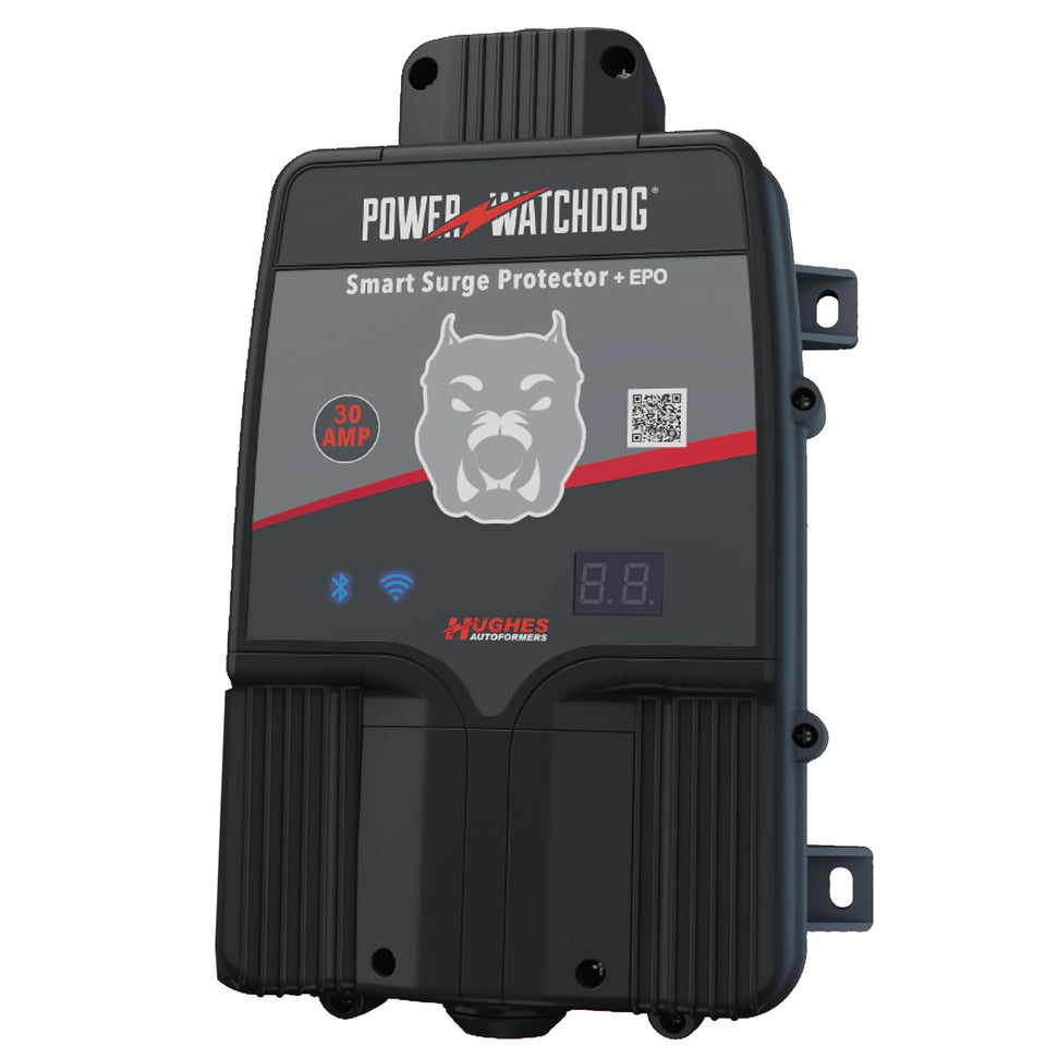 Power Watchdog PWD30EPOHW with WiFi monitoring for real-time RV electrical status at the campsite.