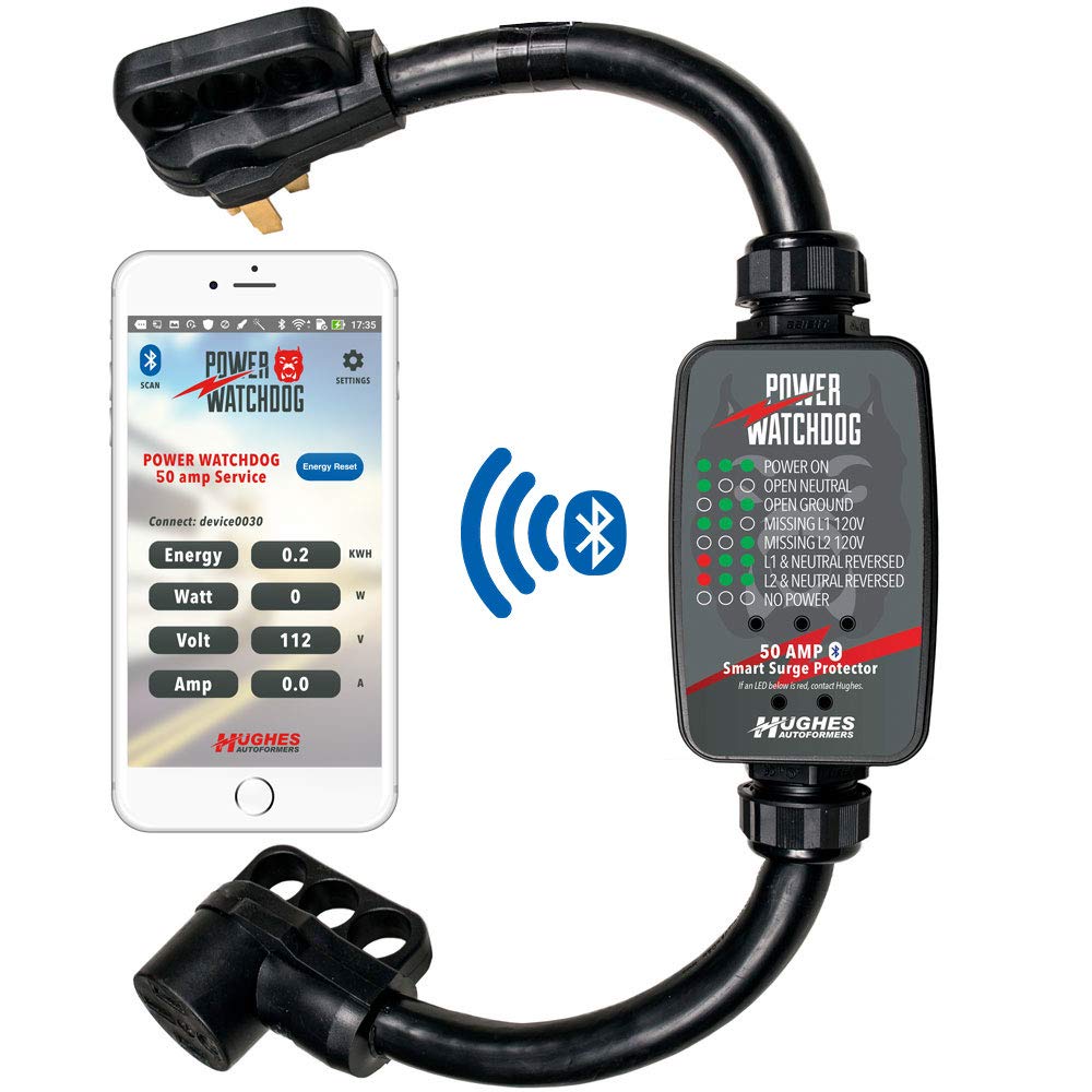 Power Watchdog PWD50 Bluetooth app screenshot enables remote status checks.