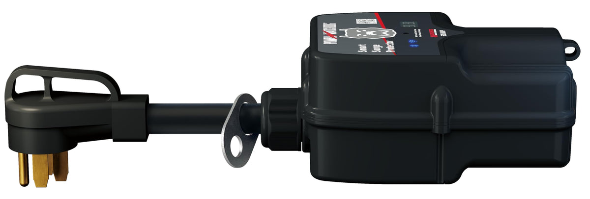 Power Watchdog PWD50W with dogbone adapters enabling flexible RV connections.