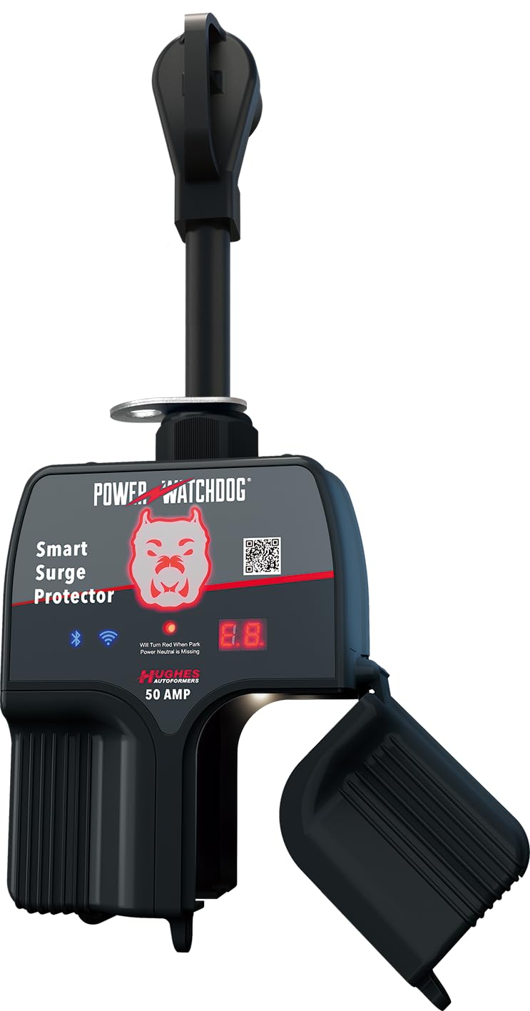 Power Watchdog PWD50W front view highlighting rugged, weather-ready design for RV sites.