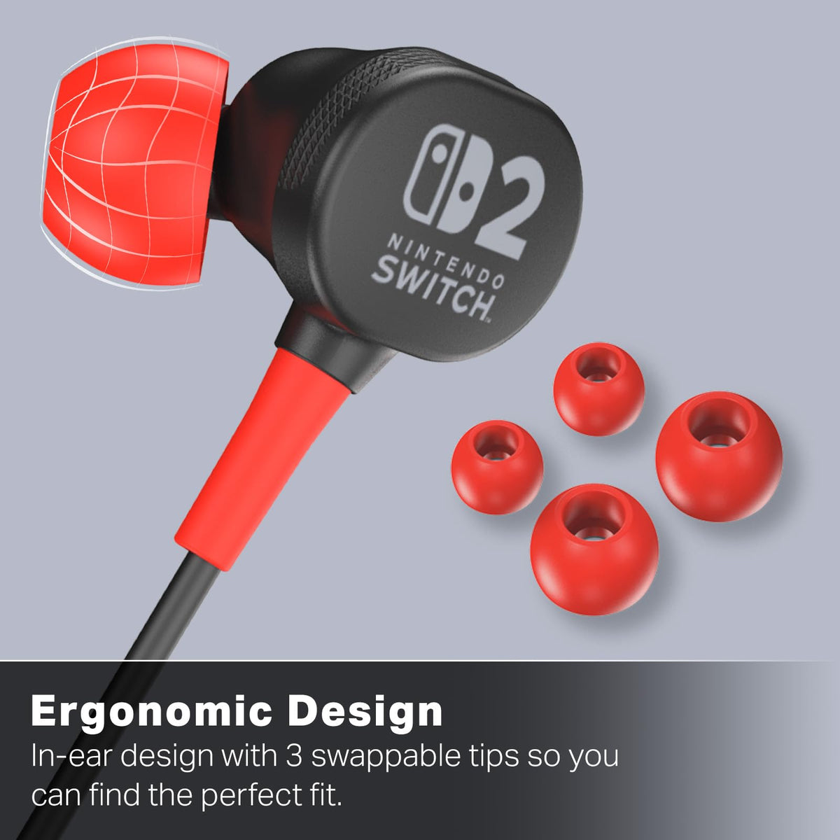 PowerA wired Switch 2 earphones with 3.5 mm jack for reliable play.