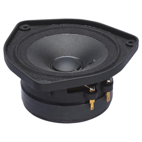 PowerBass OE-400 4-inch midrange basket view highlighting solid construction for easy installation