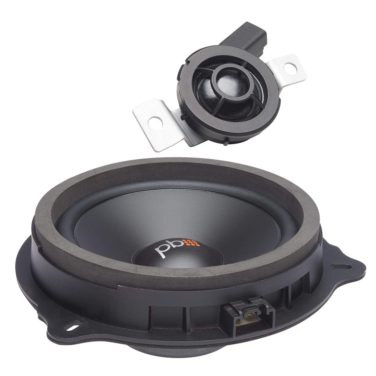 PowerBass OE65C-FD 6.5-inch tweeter detail showing inverted titanium dome.