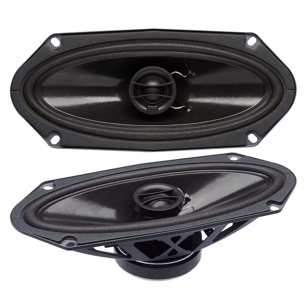 PowerBass S-4102 front view showing speaker face and grille for clear sound