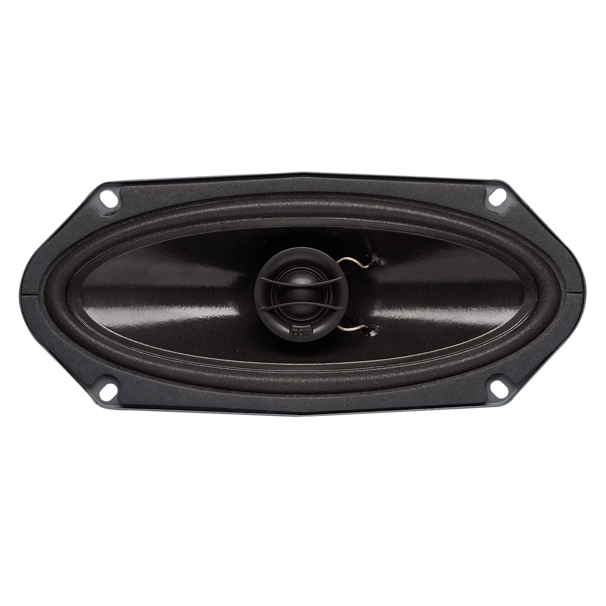 PowerBass S-4102 woofer close-up highlighting paper cone and treated basket durability