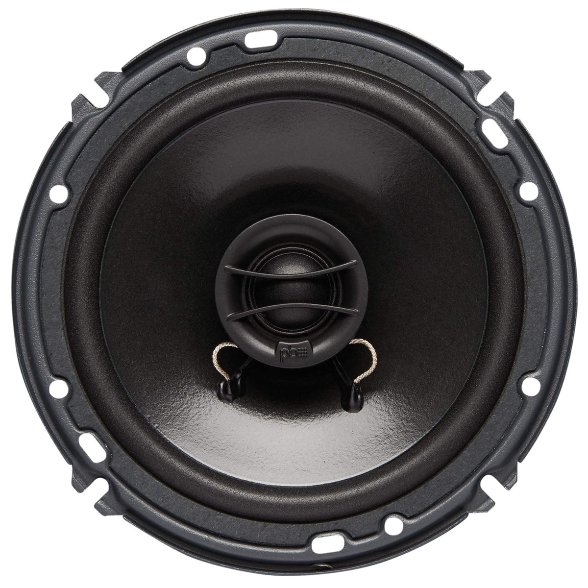 PowerBass S6752 tweeter close-up highlighting silk dome, delivers smooth high frequencies