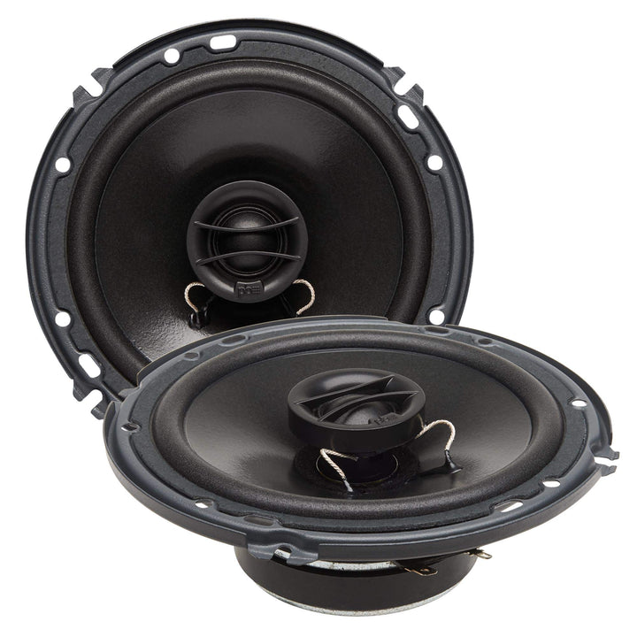 PowerBass S6752 front view showing speaker cone and grille, enhances midrange clarity
