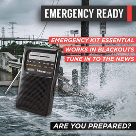 PowerBear portable radio packaging, ready for travel and emergency preparedness.