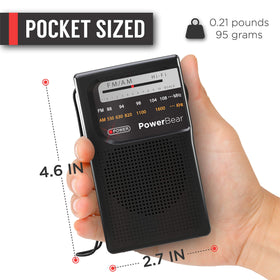 PowerBear radio with headphone jack for private listening on the move.