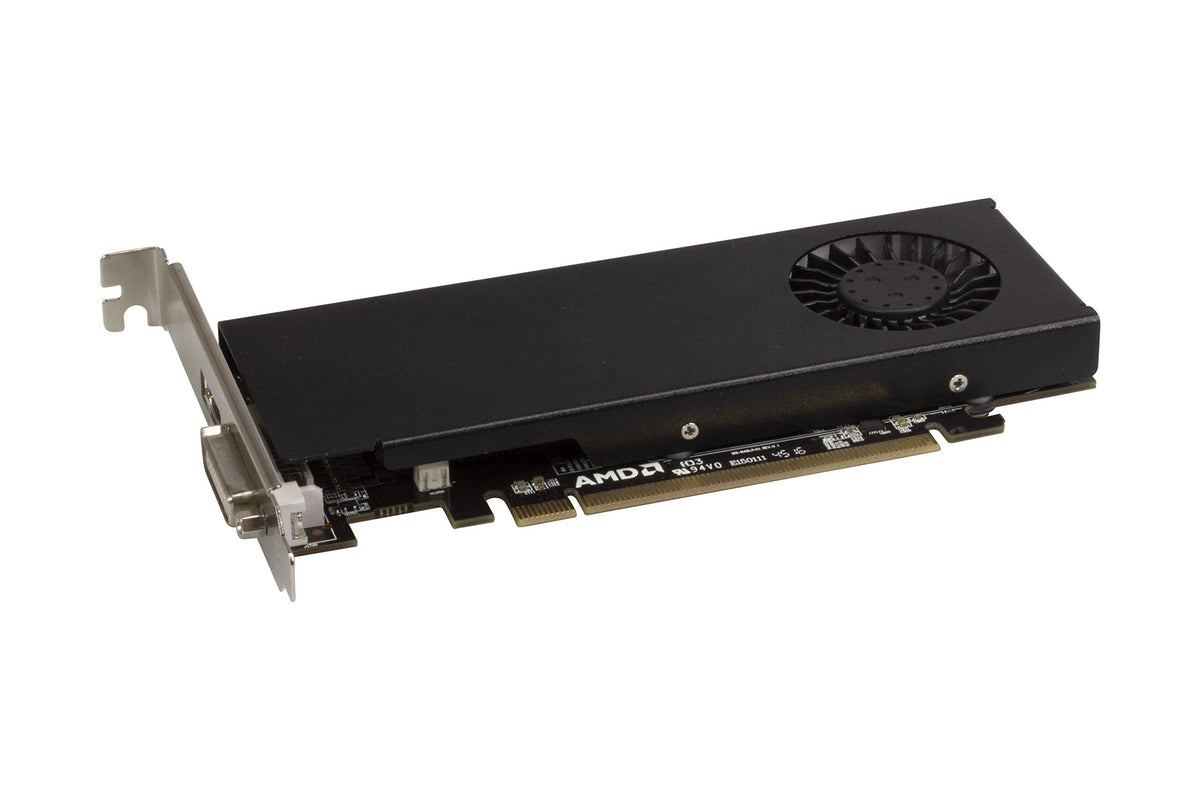 PowerColor Radeon 550 rear IO ports showing HDMI DisplayPort DVI for multi-display support
