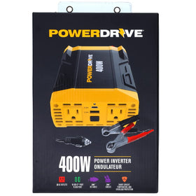 PowerDrive installed in a vehicle powering devices from the car battery on a trip