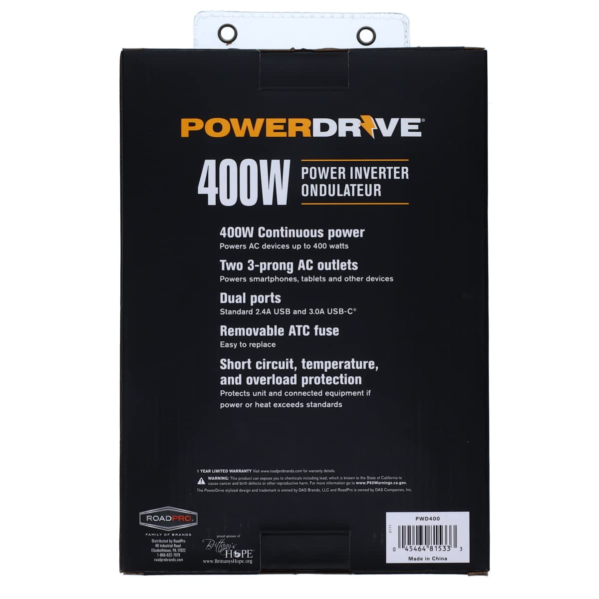 PowerDrive running a laptop from its AC outlet for mobile work and productivity