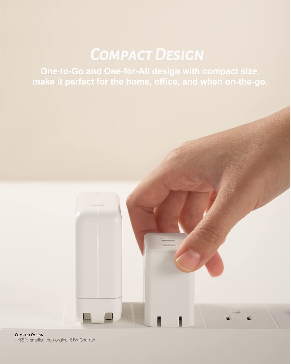 POWERLAND GaN65W charger dual USB-C ports ready for multi-device charging.