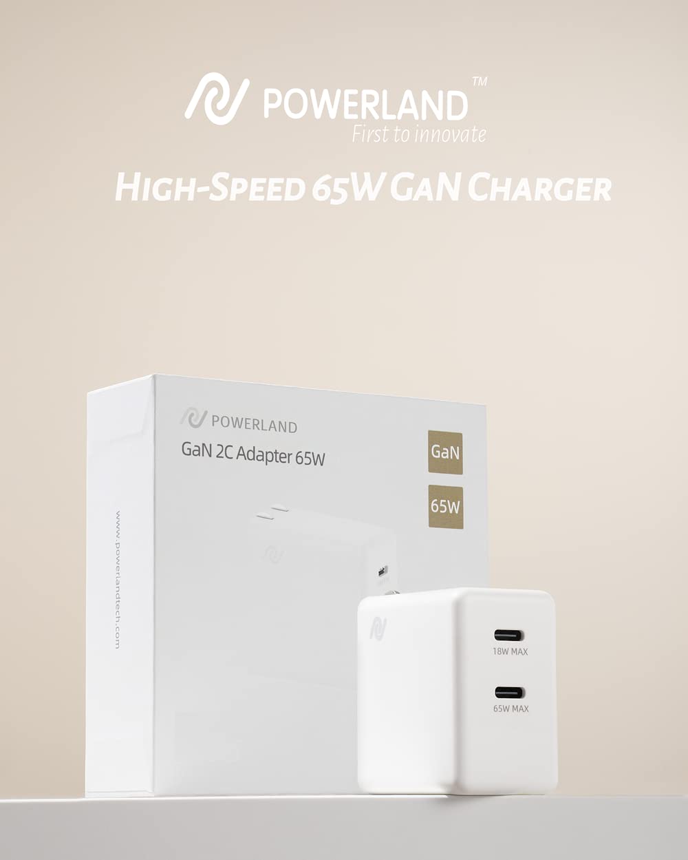 POWERLAND GaN65W charger thermal management enables safer operation.