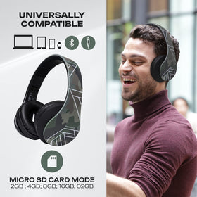 PowerLocus folded headphones illustrating compact travel portability