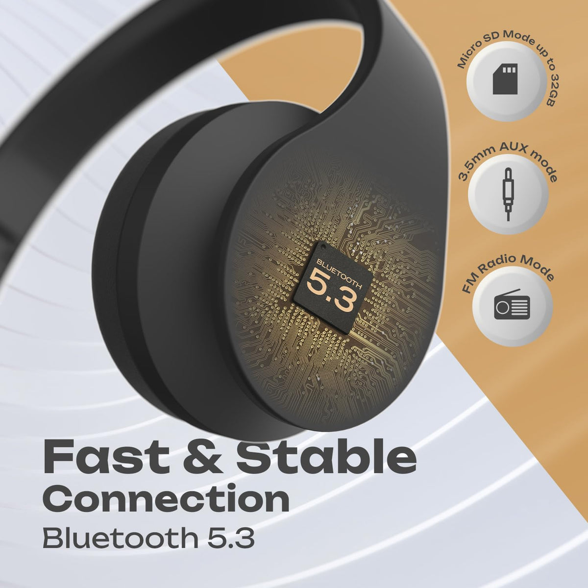 PowerLocus 40mm drivers deliver clear highs and rich mids.