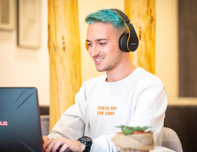 PowerLocus Bluetooth headphones with multi-device pairing for calls and music.