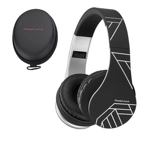 PowerLocus headphones with folded case for easy travel and storage