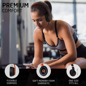 PowerLocus over-ear design with cushioned comfort for long listening sessions