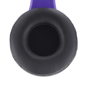 PowerLocus Purple travel-ready headphones with a foldable frame for easy packing.