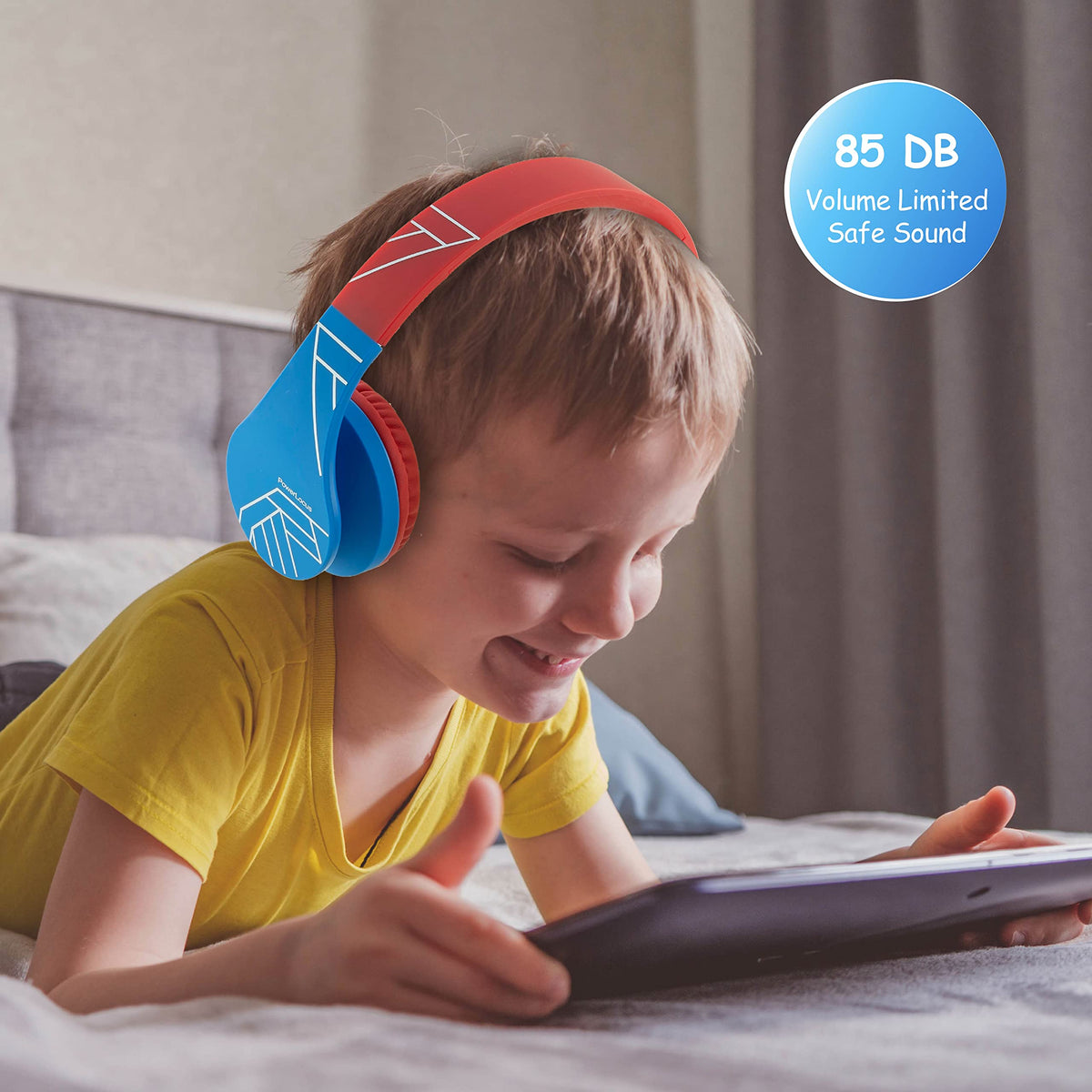 PowerLocus headphones worn by child showcasing fit and comfortable listening