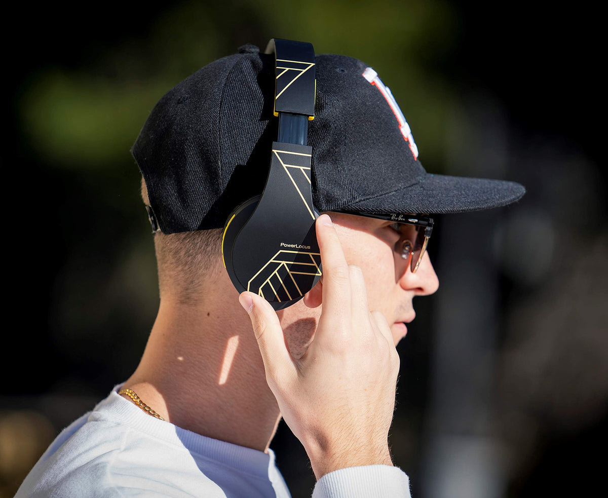 PowerLocus worn by commuter for comfortable on-the-go audio