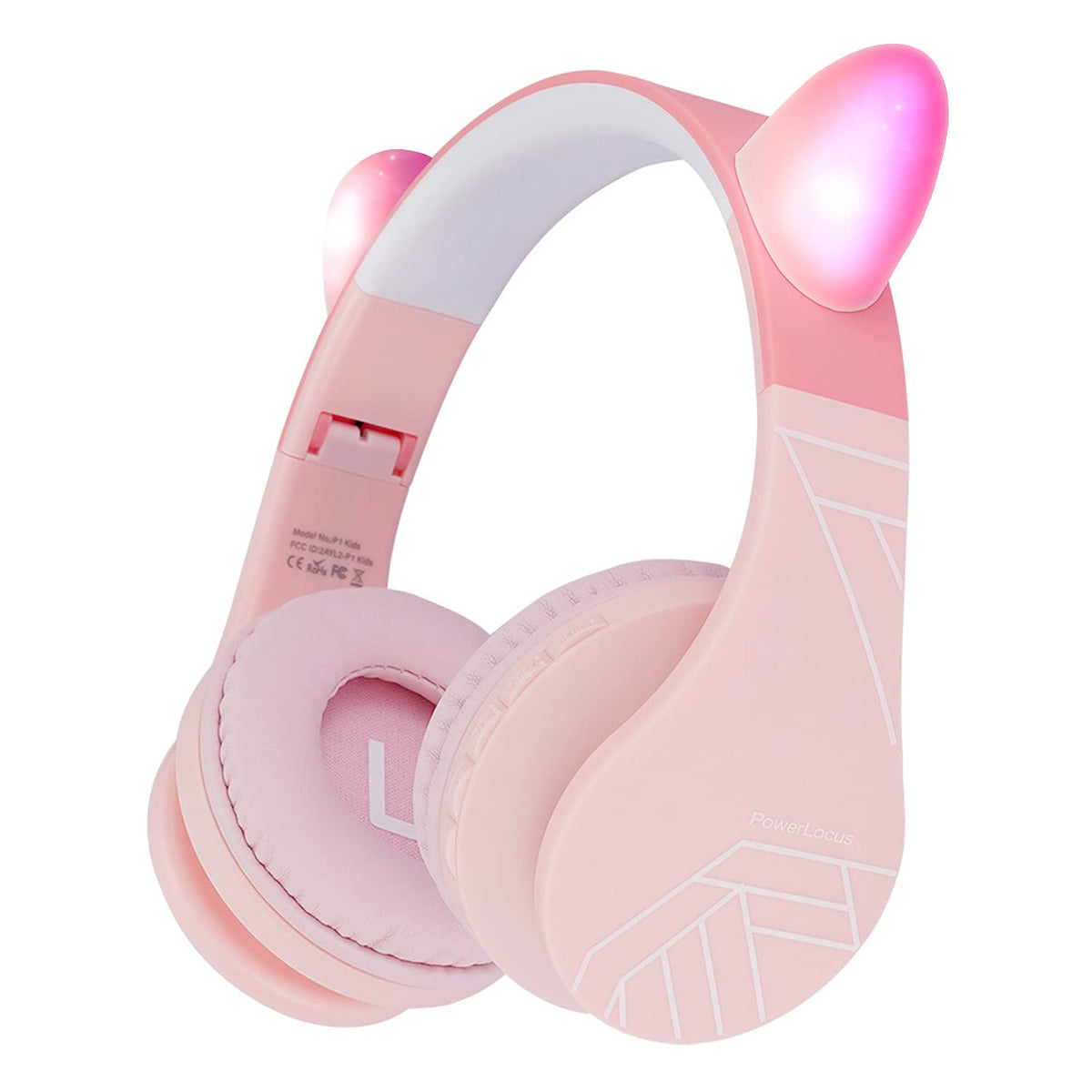 PowerLocus Kids Bluetooth headphones front view with safe 85dB limit for kids
