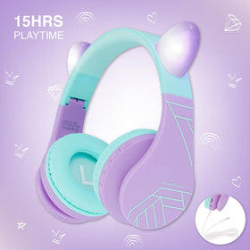 PowerLocus kids headphones AUX, Micro SD, and wired options