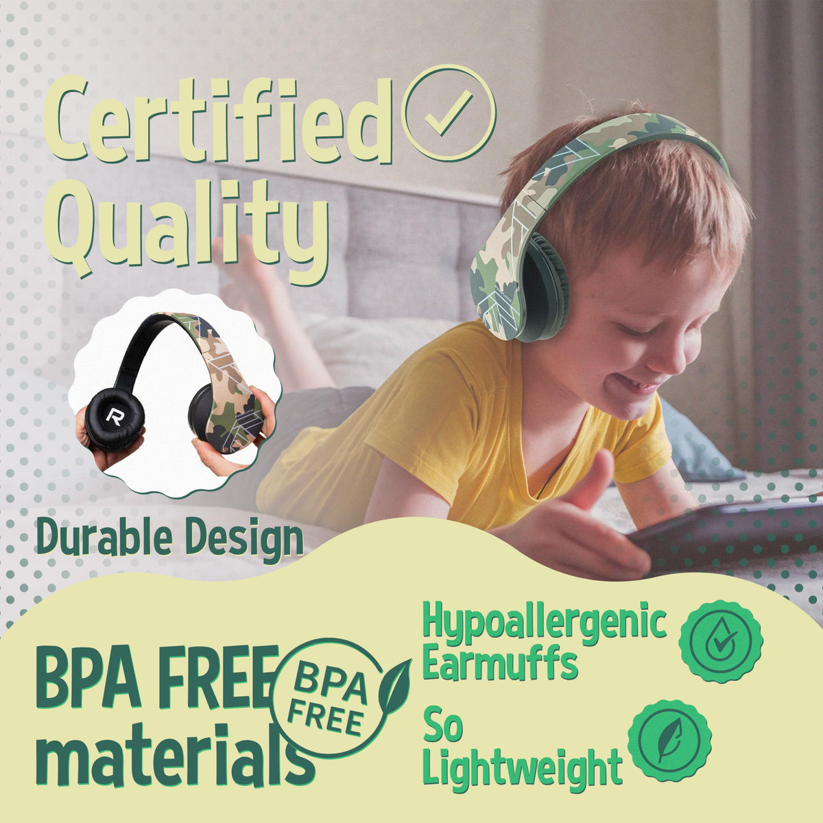PowerLocus Kids Headphones Bluetooth 5.0 for stable wireless pairing