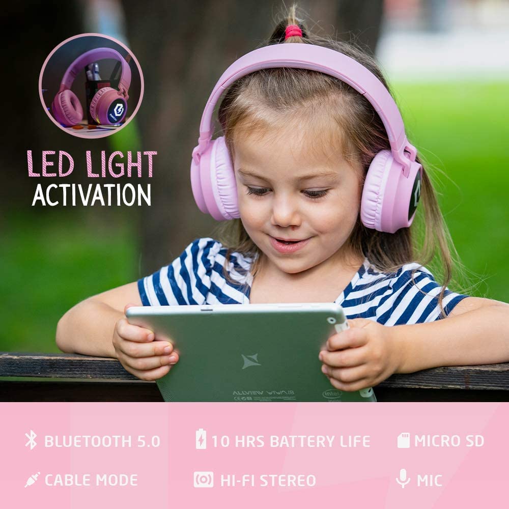 PowerLocus Kids Headphones with Bluetooth 5.3 for reliable wireless listening.