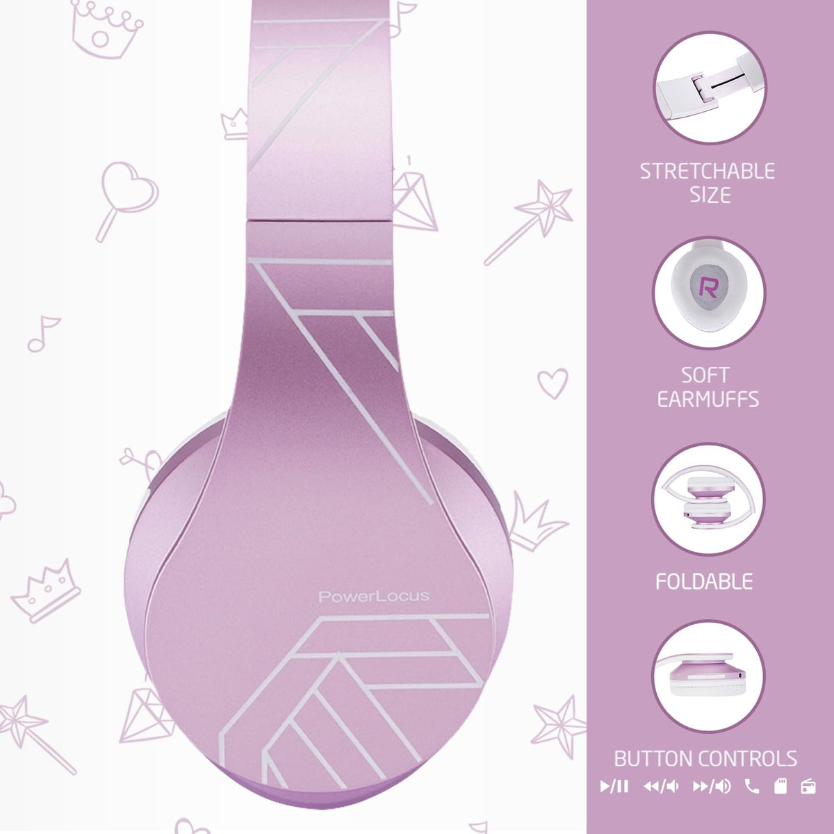 PowerLocus Kids Headphones-bluetooth-pairing enables quick wireless setup during study.