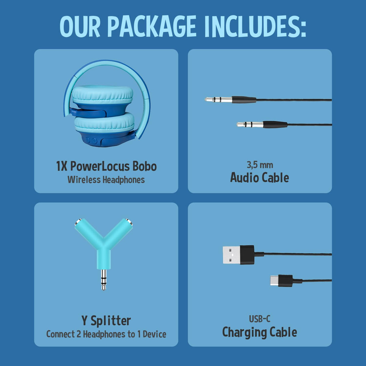 PowerLocus Headphones built-in mic for clearer calls and gaming