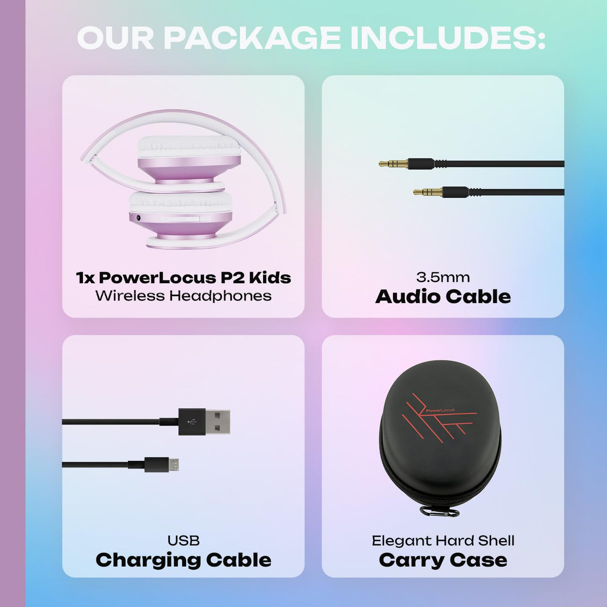 PowerLocus Kids Headphones-carry-case-inside includes protective case.